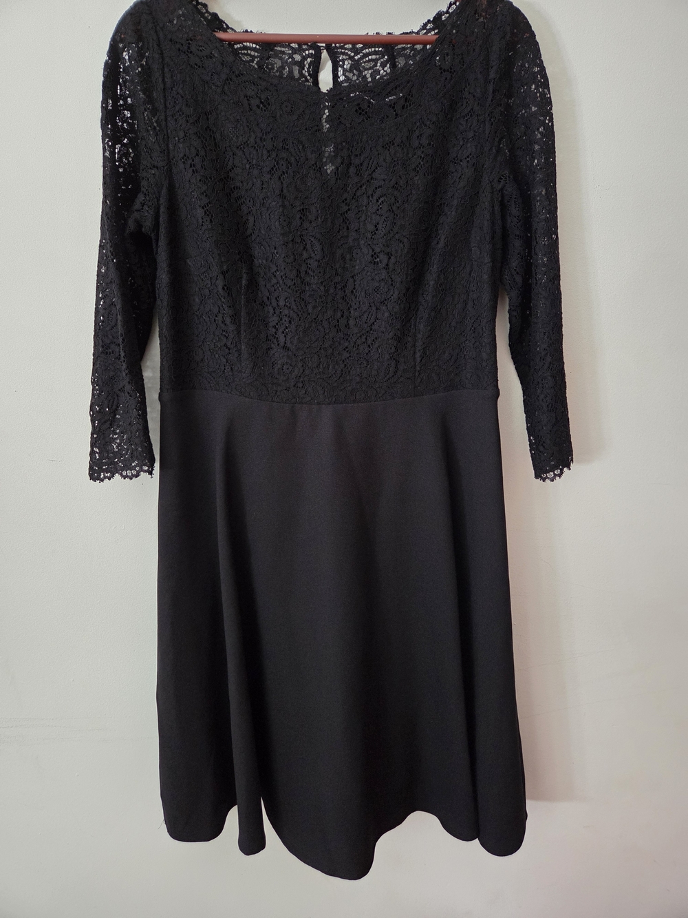 Karl Lagerfeld Black Lace Long Sleeve Fit & Flare Dress